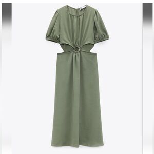Zara cutout midi dress in green size S